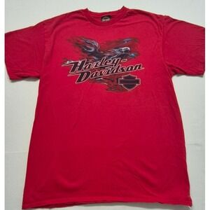 Harley Davidson Motorcycle red eagle log graphic t-shirt Mobile, Alabama sz Lg.